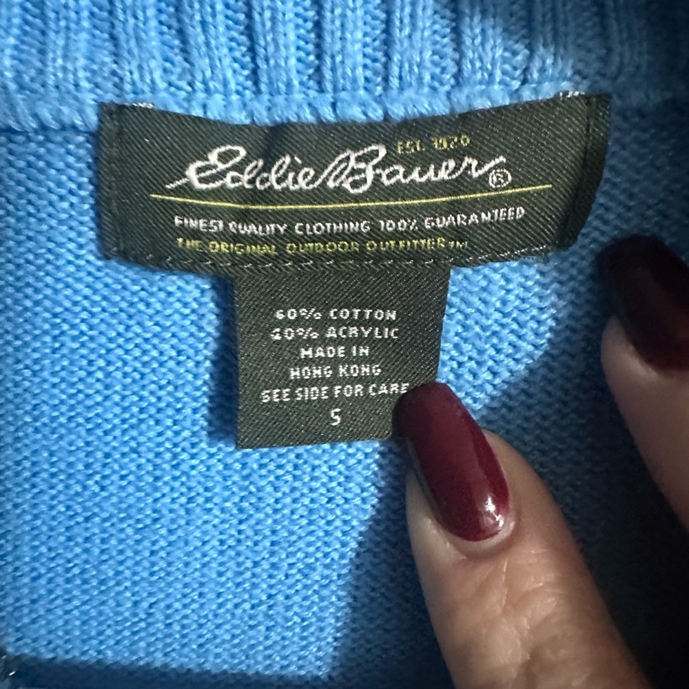 Eddie Bauer Men's Vibrant‎ Blue Zip-Up Sweater Size Small - Picture 5 of 5